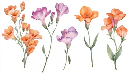 Watercolor Floral Illustration of Delicate Flowers