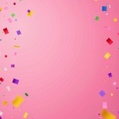Pink background, vibrant confetti falling, celebratory feel, celebration background, pink, happy