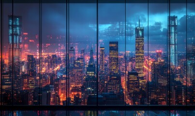 glass wall of skyscraper