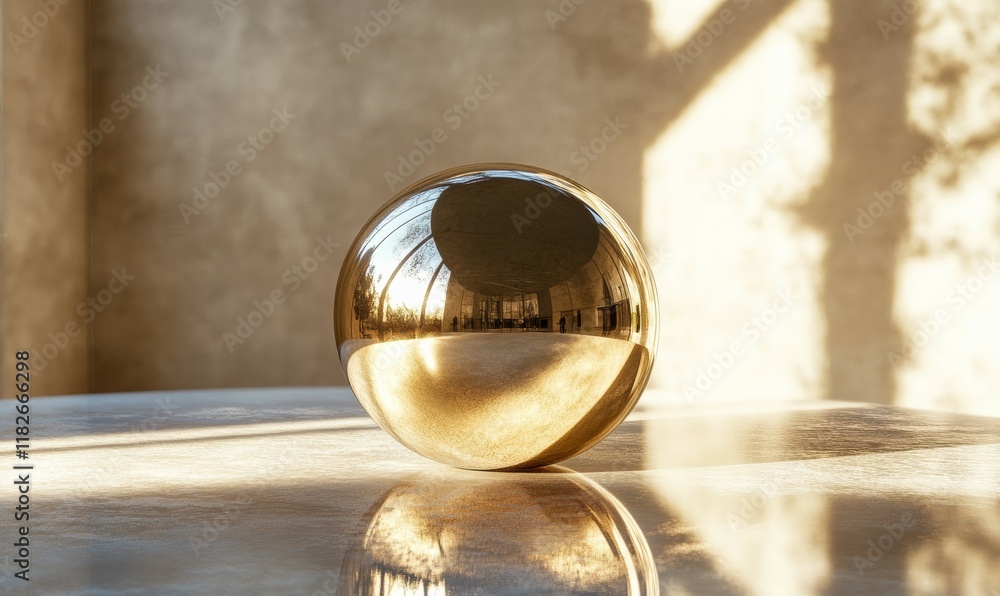 Poster gold colored object with a shiny surface. it is a round object with a gold color. the object is plac