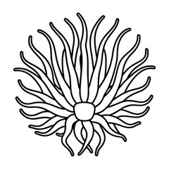 Graceful Sea Anemone Line Art Designs