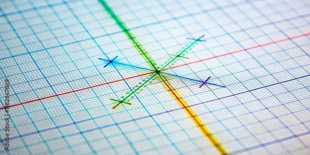 Poster abstract cartesian coordinate system: 2d graph paper background for math & geometry projects