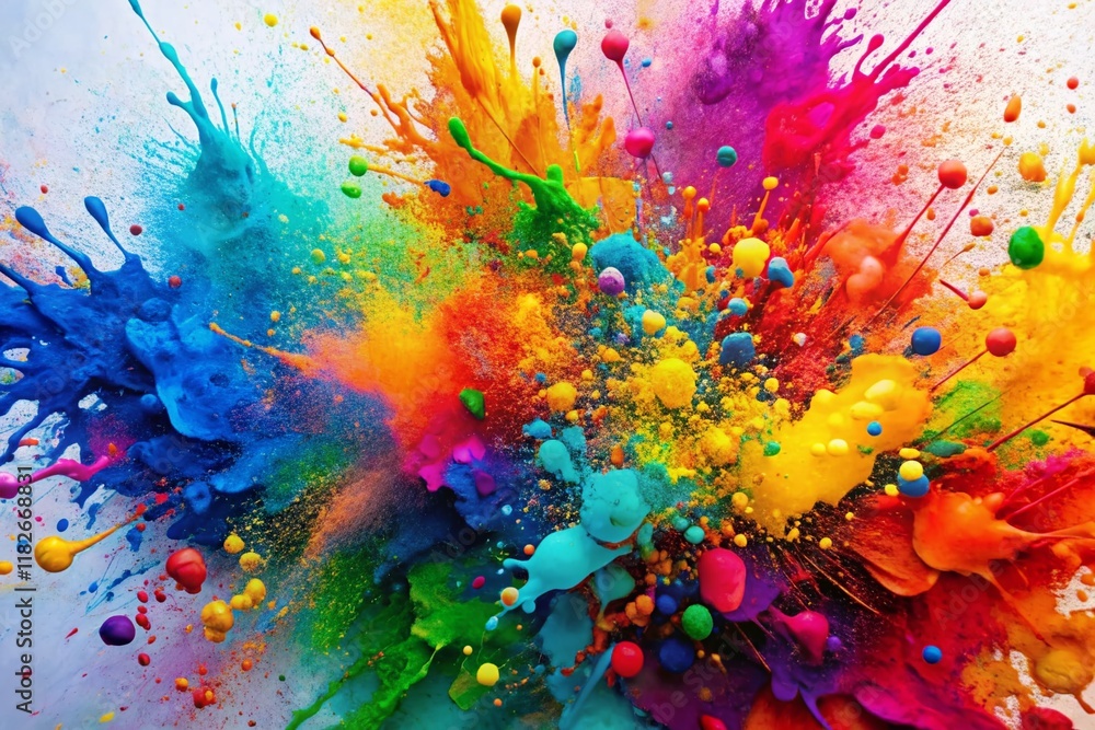 Poster abstract colorful splatter paint background - left-aligned design element