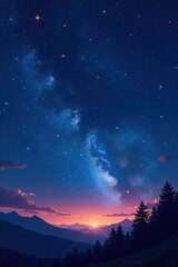 Fototapeta premium Glowing stars and sparks against the deep blue backdrop of a nighttime sky, vibrant display, celestial, sparks