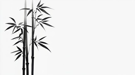 Fototapeta premium Elegant Black and White Bamboo Art Print - Minimalist Botanical Design
