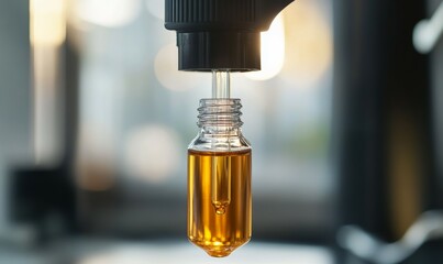 High-quality essential oil being dispensed into a bottle for use in natural remedies and aromatherapy.