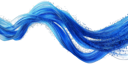 Blue abstract data connections with space for text isolated on white background