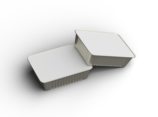 3d rendered image of a small rectangular food foil tray isolated on a light background