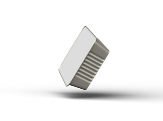 3d rendered image of a small rectangular food foil tray isolated on a light background