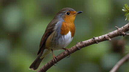 European robin perched on a branch.