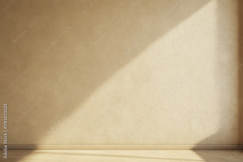 Aufkleber sunlight streaming through a corner highlighting the texture of a blank wall in an empty room during