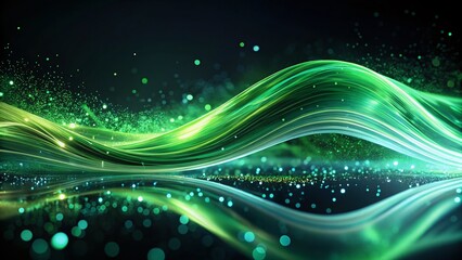 Abstract Green Wave Flowing on Black Background - Long Exposure Photography