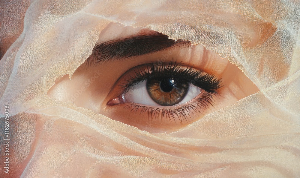 Poster eyes of a person looking deep into the distance with a soft veil effect.