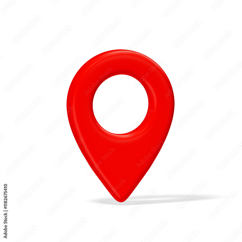 Aufkleber 3d red plastic map location pointer with shadow isolated on transparent background. destination pin 