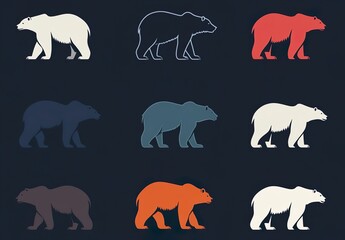 Grizzly bear or polar bear silhouette flat vector icon