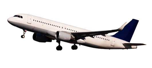Modern commercial passenger airliner isolated on white background