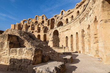 El Jem, Mahdia, Tunisia. Amphitheater of the Roman ruins at El Jem.