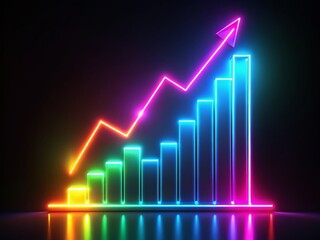 Abstract Neon Line Business Graph Animation: Glowing Growth Infographic for Sales Increase