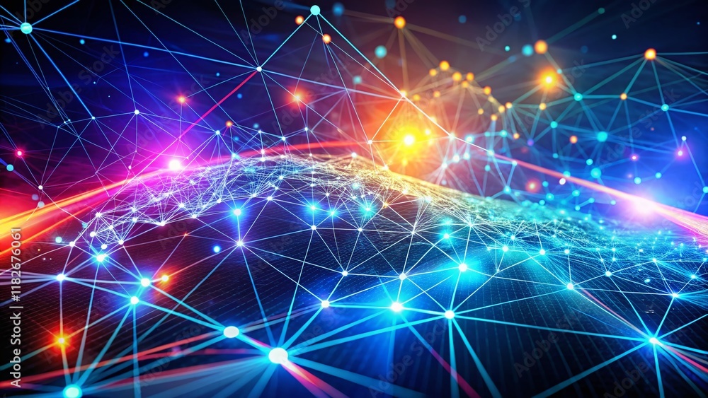 Poster abstract network connection: futuristic digital technology background with copy space
