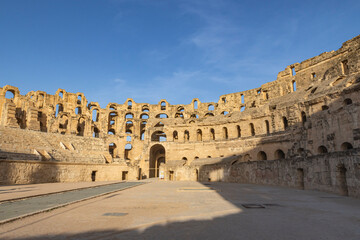 El Jem, Mahdia, Tunisia. Amphitheater of the Roman ruins at El Jem.