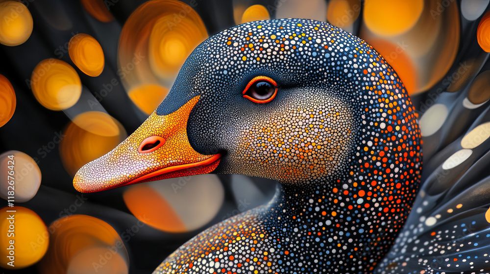 Poster goose of the particles. goose consists of circles and points. vector illustration