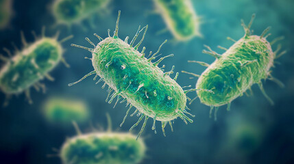 Naklejka premium Bacteria invade the chromosome. 3D render virus attacks the chromosomes. Look under the microscope at the chromosomes