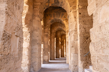 El Jem, Mahdia, Tunisia. Interior of the amphitheater of the Roman ruins at El Jem.