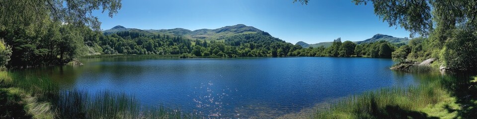 Tranquil Rydal Water Landscape: A Serene Summer Morning in the Lake District