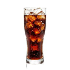 Glass of cola with ice cubes isolated