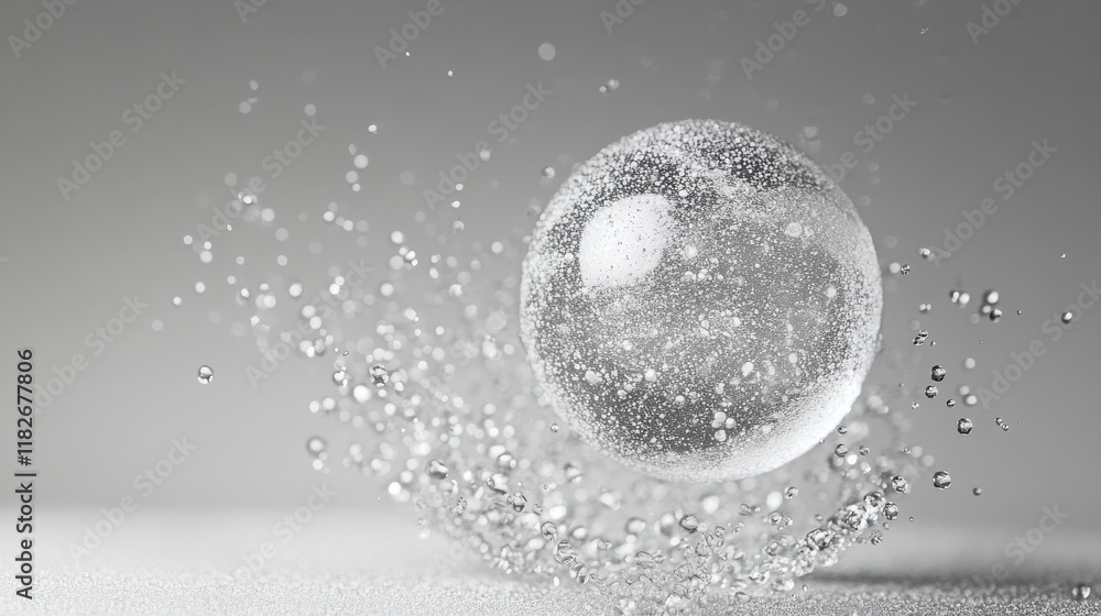 Poster jump from the particles. jumper consists of small circles.