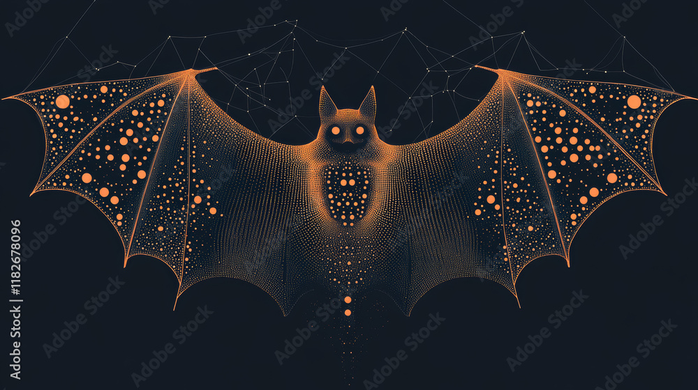 Poster bat out of particles. bat consists of circles and points. vector illustration.