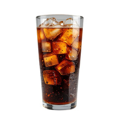 Glass of cola with ice cubes isolated
