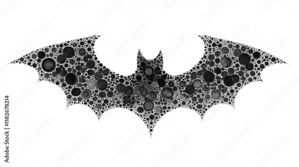 Poster bat out of particles. bat consists of circles and points. vector illustration