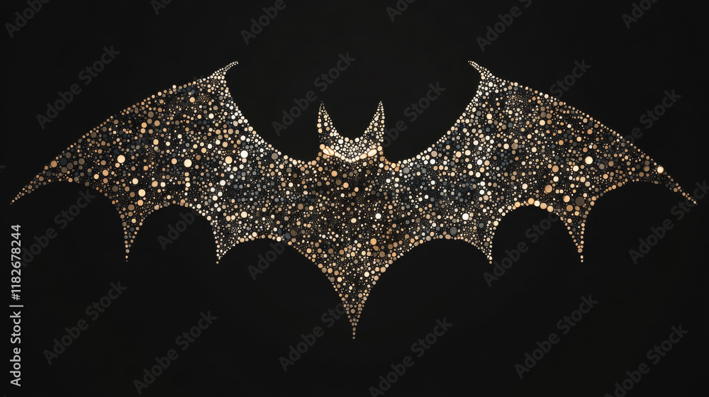 Poster bat out of particles. bat consists of circles and points. vector illustration