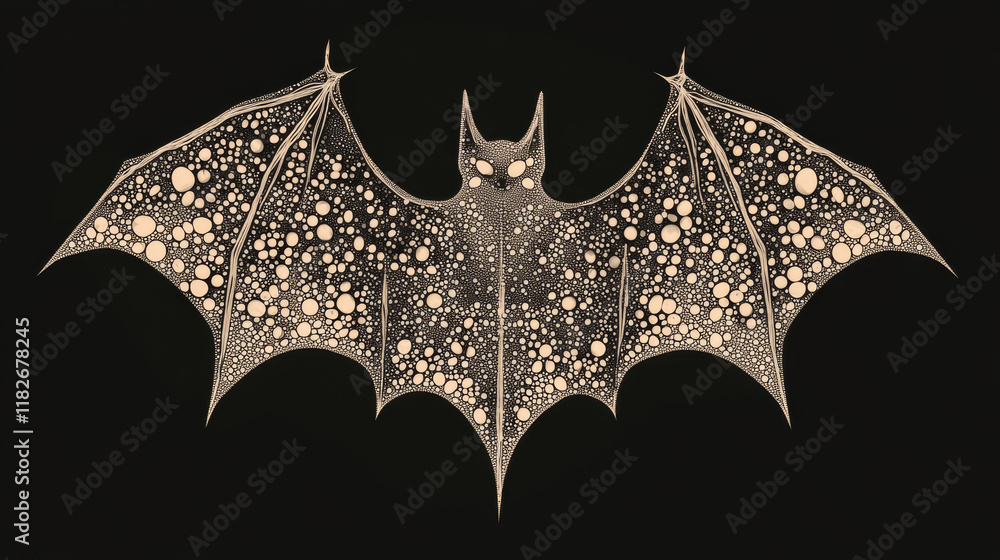 Poster bat out of particles. bat consists of circles and points. vector illustration