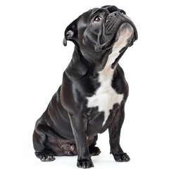 Naklejka premium Adorable Side Profile of a Cheerful English Bulldog Gazing Upward While Sitting