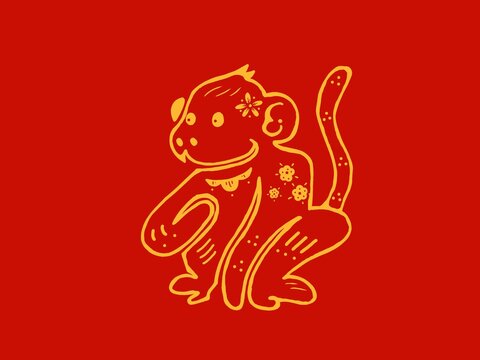 Chinese Zodiac Monkey Symbol for Lunar New Year Celebration