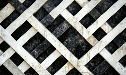 Geometric pattern of interlaced lines and negative space creating a visually striking abstract image.