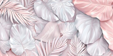 Tropical Exotic Luxury Seamless Pattern with Pastel Colors, Vibrant Botanical Design, Palm Leaves and Florals for Chic Fashion, Textiles, and Interior Inspiration

