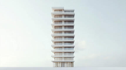 3d rendering of modern multi-storey residential building isolated on white