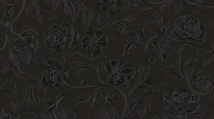 Dark Floral Pattern Design for Wallpaper and Fabric