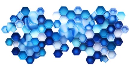 Blue colorful honeycomb hexagon background isolated on white background