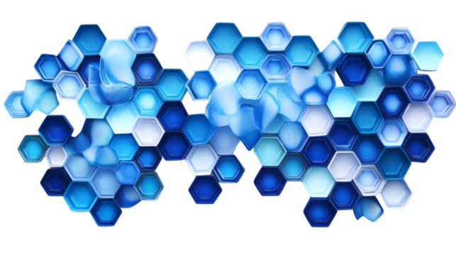 Blue colorful honeycomb hexagon background isolated on white background - Powered by Adobe