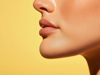 K&uuml;nstlerisches Profil einer Frau mit warmem Licht und sanften Konturen

