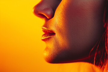 K&uuml;nstlerisches Profil einer Frau mit warmem Licht und sanften Konturen

