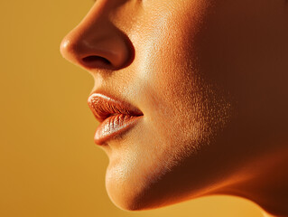 K&uuml;nstlerisches Profil einer Frau mit warmem Licht und sanften Konturen

