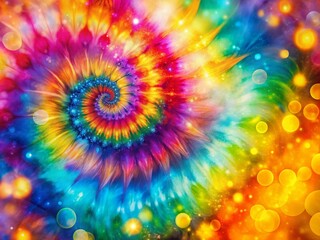 Abstract Watercolor Tie Dye Background, Bokeh Effect, Colorful Swirls, Artistic Design