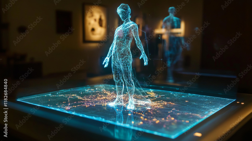 Poster hologram database. the big date consists of polygons, triangles of points and lines. the database is