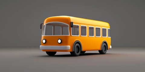 A bright and playful stylized cartoon image depicting a classic orange bus, capturing a sense of nostalgia and simplicity typical of retro public transportation.