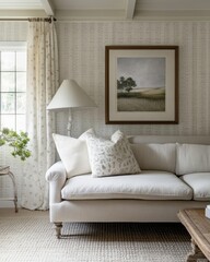 Cozy Guest Room with Soft Lighting and Organic Textures
